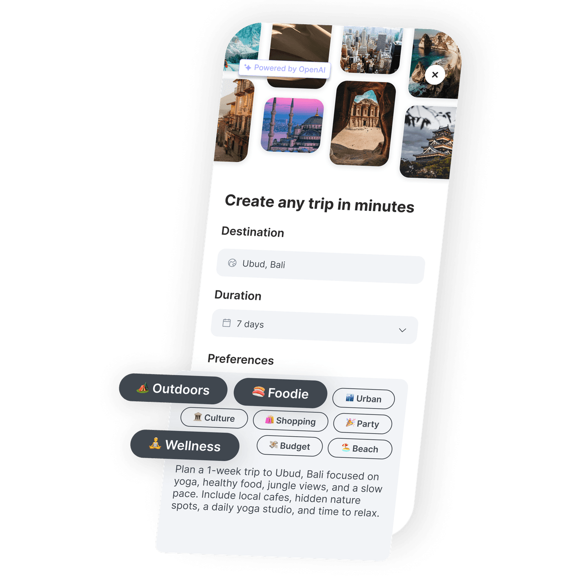 Creating a travel guide with AI in the Tripmix app