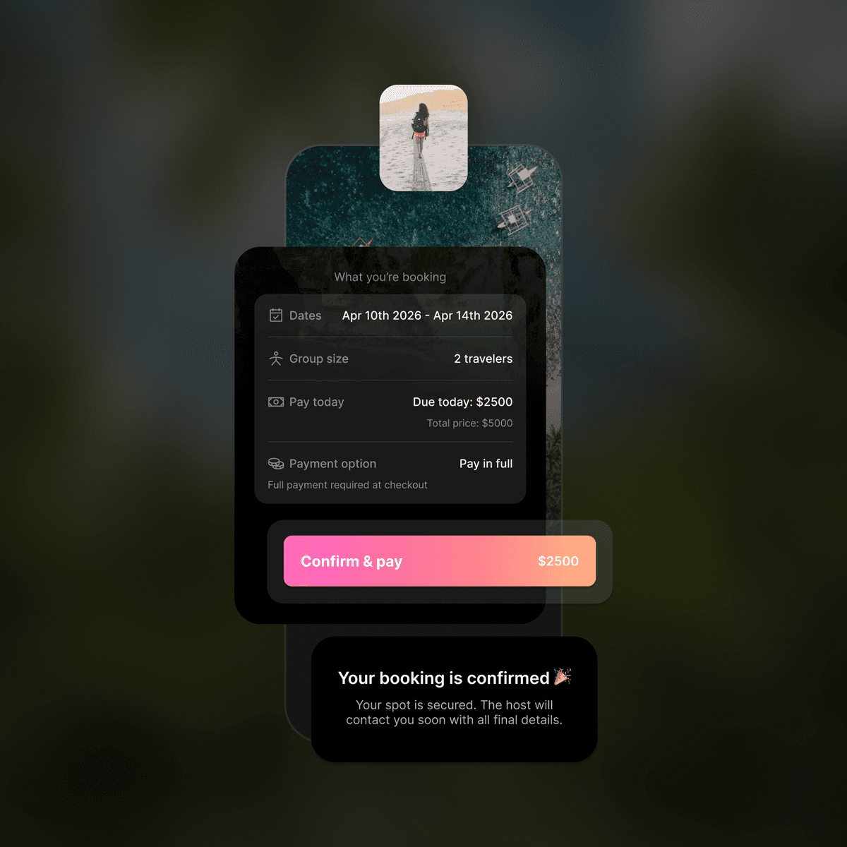 Stripe-powered checkout, built in