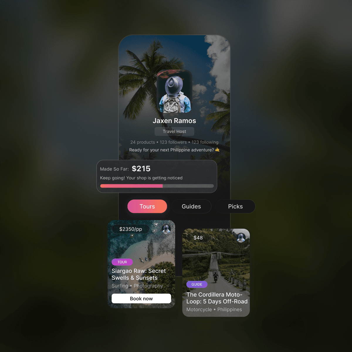 Your Creator Shop — tours, guides and experiences with live earnings